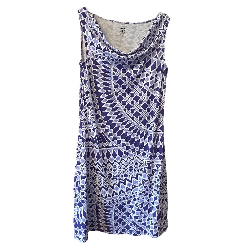 Title Nine Womens Breeze Summer Sun Dress S Purple White Sleeveless Geometric